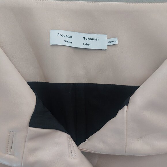 PROENZA SHOULER Faux Leather Mini Skirt 6 Beige Blush Designer Chic Like New - Picture 7 of 11